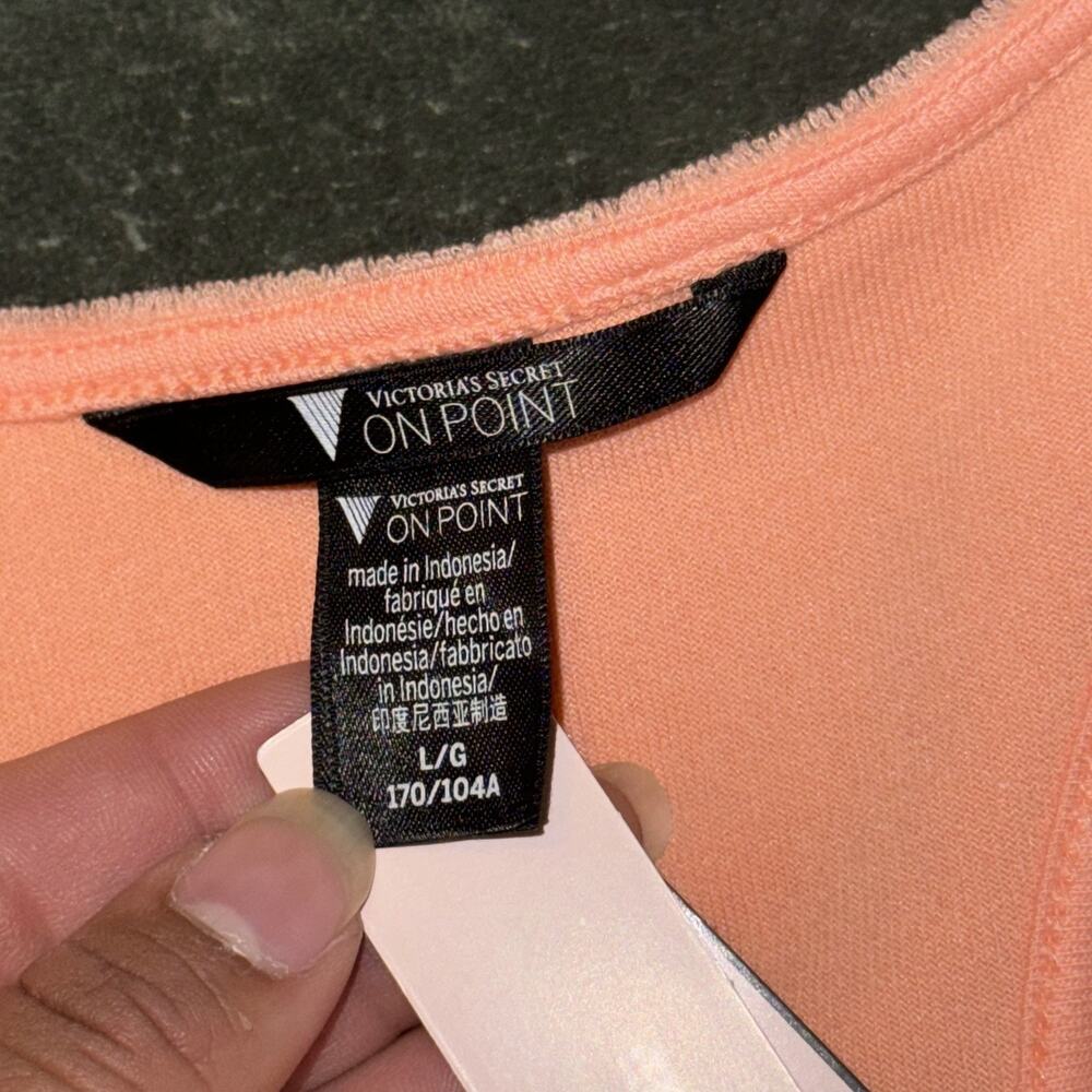 Victoria's Secret Tank Top Women's Large Coral Peach Scoop Neck Terry Racerback - Picture 5 of 9